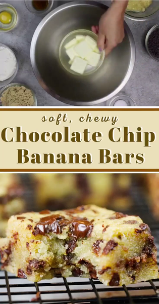 Chocolate Chip Banana Bars - Soft, Chewy Squares